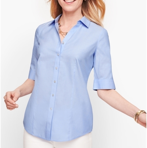 Talbots Pastel Blue Button Up Top - Picture 1 of 7